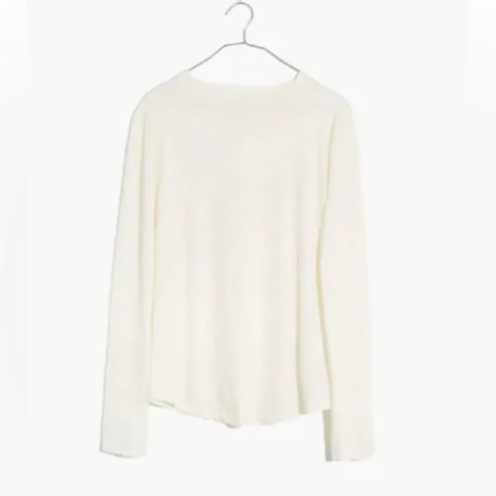 Madewell Whisper Cotton Rib-Crewneck Long-Sleeve Tee - Cream - Picture 2 of 4